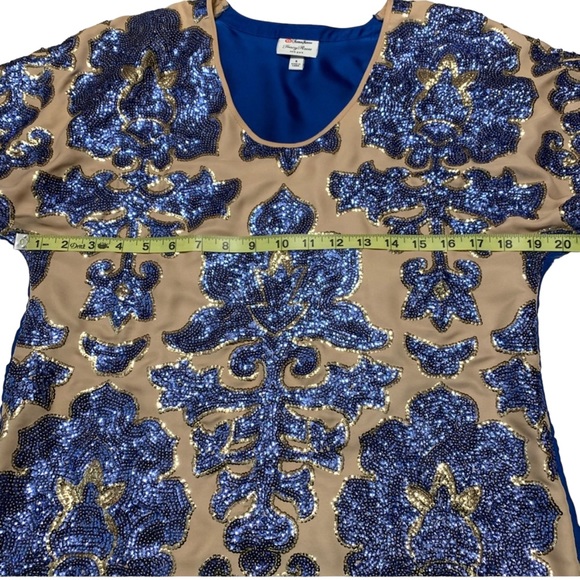 Tracy Reese Blue sequin Design Blouse Size Small - Picture 7 of 10